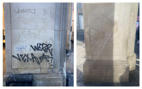 london graffiti removal from heritage stone soho