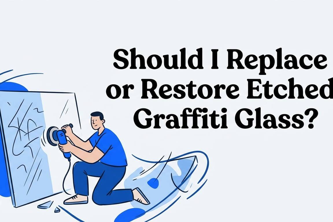 should i replace glass or try restoration for etched graffiti