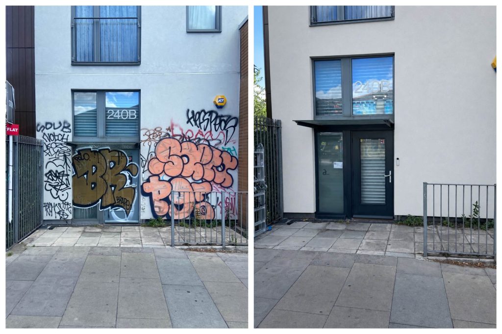 commercial graffiti removal from render hackney london commercial graffiti removal from render hackney london